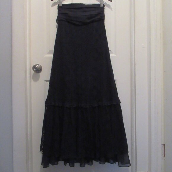 Blacklist Lip Service Lace Crochet Maxi Skirt, Ruffles Witchy Goth Rare Black - Picture 3 of 17